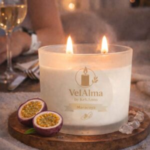 Vela Aromática de Maracuyá | Vela Frutal Decorativa para Hogar – VelAlma by KekAnto.