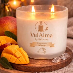 Vela Aromática de Mango | Vela Frutal Decorativa para Hogar – VelAlma by KekAnto